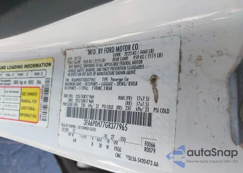 2016 Ford Fusion Se z USA, uszkodzony, nr VIN 3FA6P0H77GR377965